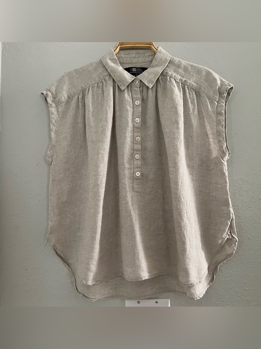 J.Crew New Capitaine shirt top in Baird McNutt Irish linen relaxed fit Sz S - Picture 4 of 9